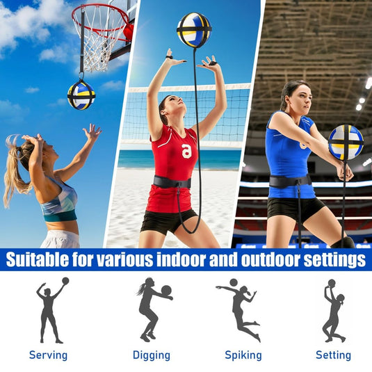 TOBWOLF Volleyball Spike Trainer, Elastic Self-Training Volleyballs Resistance Band, Volleyball Equipment Training Aid Improves Serving, Jumping, Arm Swing Mechanics and Spiking Power - happygetfit.com