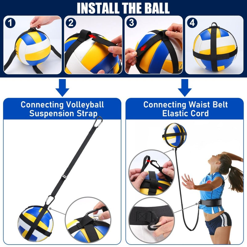 Laad afbeelding in Galerijviewer, TOBWOLF Volleyball Spike Trainer, Elastic Self-Training Volleyballs Resistance Band, Volleyball Equipment Training Aid Improves Serving, Jumping, Arm Swing Mechanics and Spiking Power - happygetfit.com
