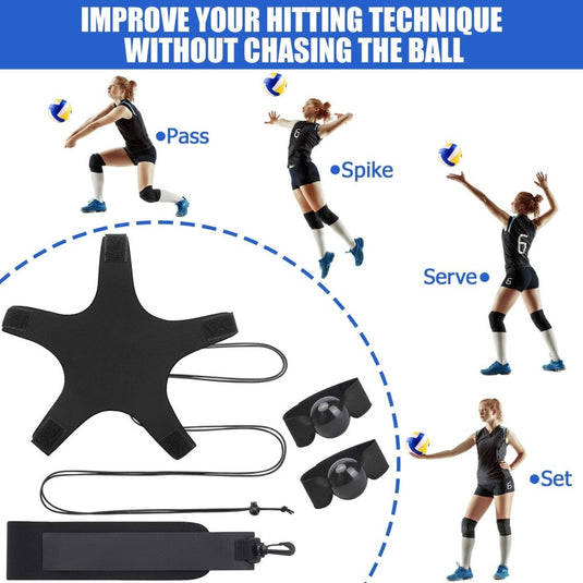 TOBWOLF Volleyball Spike Trainer, Elastic Self-Training Volleyballs Resistance Band, Volleyball Equipment Training Aid Improves Serving, Jumping, Arm Swing Mechanics and Spiking Power - happygetfit.com