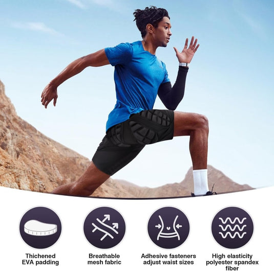 TOM SHOO Beschermende broek voor heren en dames, gevoerde beschermbroek, heupbescherming, ademend, voor schaatsen, skiën, skaten, snowboarden - happygetfit.com