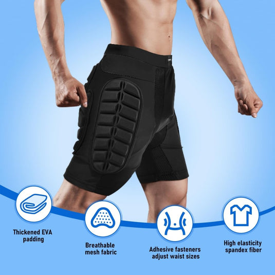 TOMSHOO 3D Hip Protective Snowboard Butt Pads Impact Shorts Tailbone Protection Crash Pants for Skiing Skateboarding, Men Women - happygetfit.com