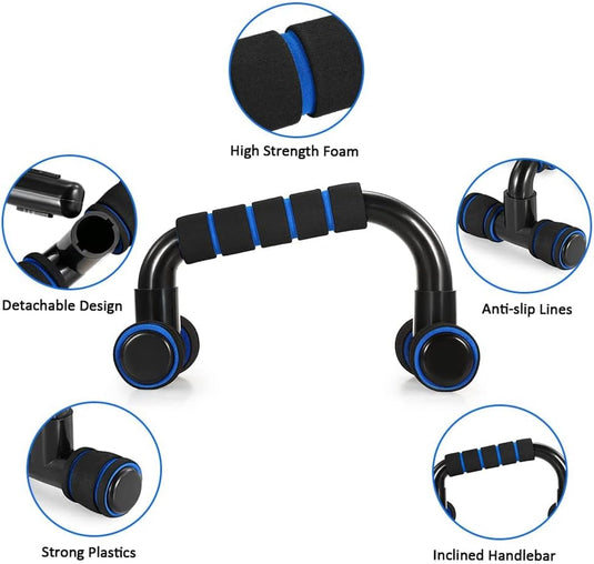TOMSHOO Fitnessapparatuur 5-in-1 buikwiel + pompgreep + springtouw + handklem + kniemat complete set voor fitness, oefeningen, krachttraining - happygetfit.com