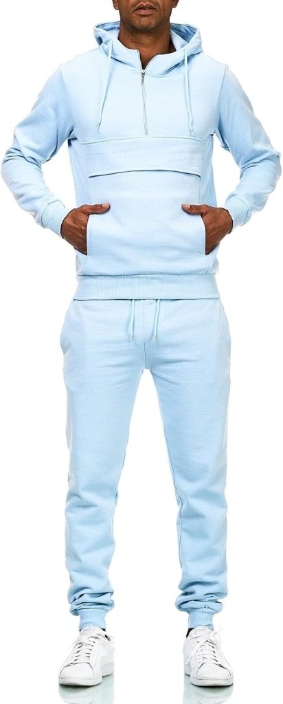 Trainingspak met joggingbroek en trui van 70% katoen met slim fit pasvorm – sportkleding – joggingoutfit - happygetfit.com