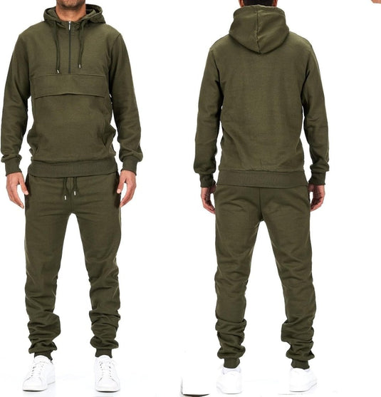 Trainingspak met joggingbroek en trui van 70% katoen met slim fit pasvorm – sportkleding – joggingoutfit - happygetfit.com