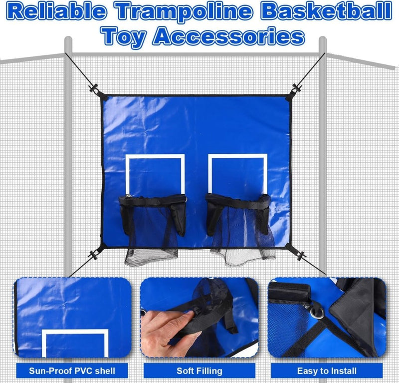 Carica immagine in Galleria Viewer, Trampoline basketbalring met dubbele mand en 4 miniballen – basketbalset – trampoline accessoires - happygetfit.com
