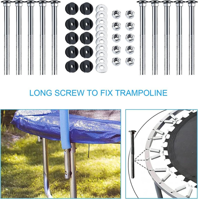 Carica immagine in Galleria Viewer, Trampoline schroeven 10 stuks 77 mm met moeren en sluitringen – bevestigingsbouten – trampoline accessoires - happygetfit.com
