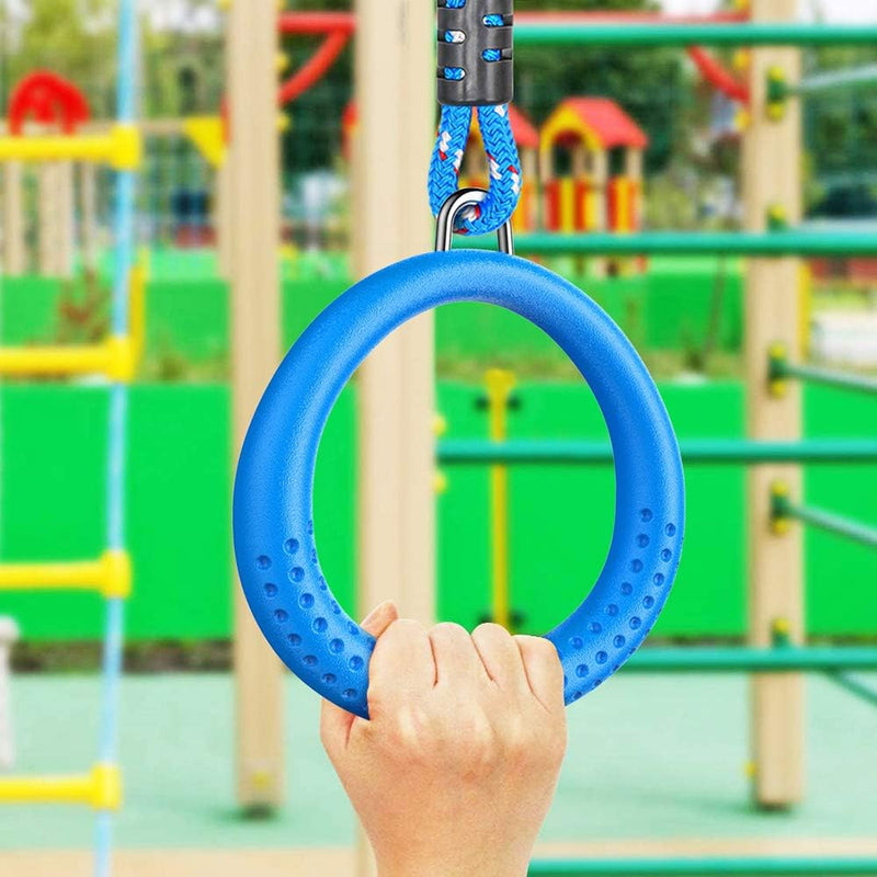 Load image into Gallery viewer, Trapeze ringen 2 stuks met karabijnhaken voor klimrek en schommel – monkey bars – speeltoestel accessoires - happygetfit.com
