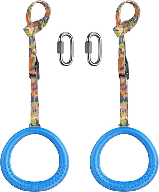 Trapeze ringen 2 stuks met karabijnhaken voor klimrek en schommel – monkey bars – speeltoestel accessoires - happygetfit.com