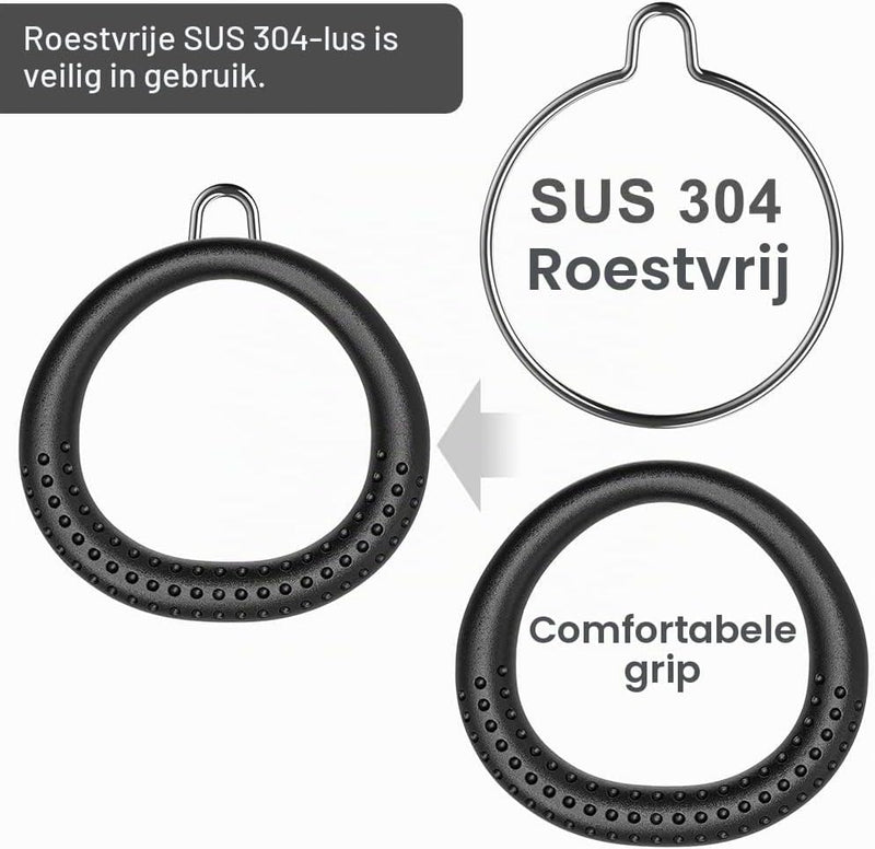 Load image into Gallery viewer, Trapeze ringen 2 stuks met karabijnhaken voor klimrek en schommel – monkey bars – speeltoestel accessoires - happygetfit.com
