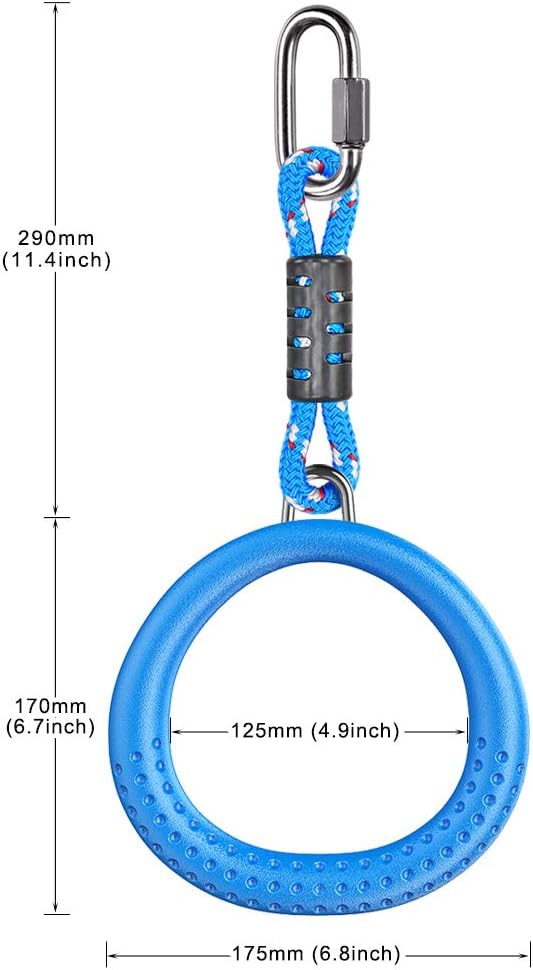 Trapeze ringen 2 stuks met karabijnhaken voor klimrek en schommel – monkey bars – speeltoestel accessoires - happygetfit.com
