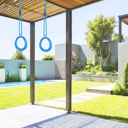 Trapeze ringen 2 stuks met karabijnhaken voor klimrek en schommel – monkey bars – speeltoestel accessoires - happygetfit.com