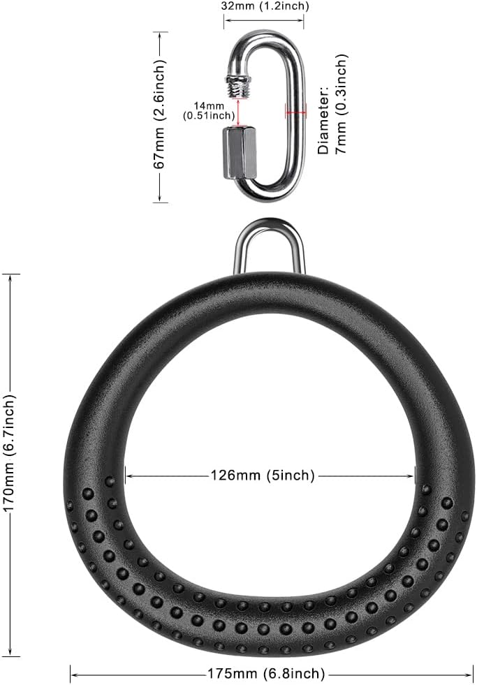Load image into Gallery viewer, Trapeze ringen 2 stuks met karabijnhaken voor klimrek en schommel – monkey bars – speeltoestel accessoires - happygetfit.com
