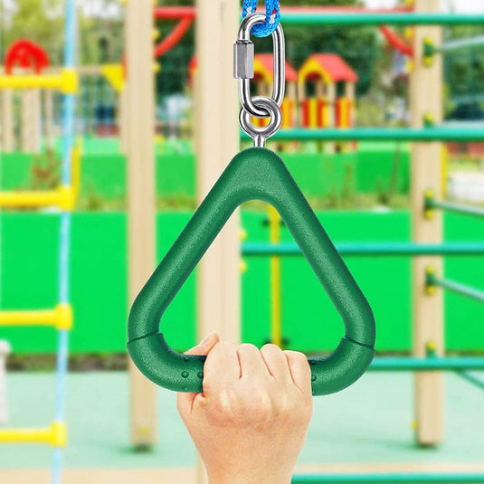 Trapeze ringen 2 stuks met karabijnhaken voor klimrek en schommel – monkey bars – speeltoestel accessoires - happygetfit.com