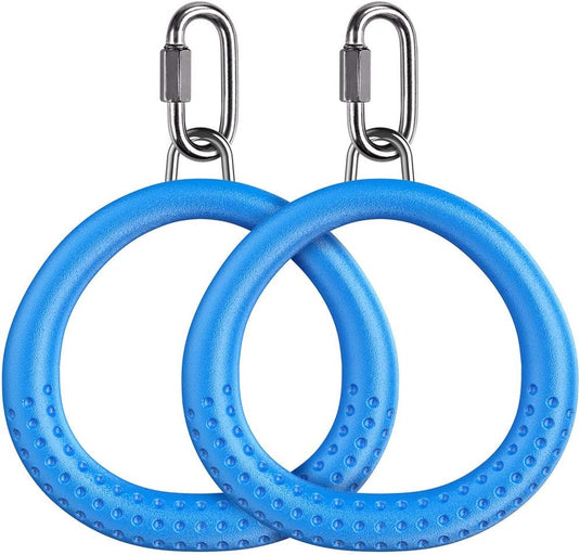 Trapeze ringen 2 stuks met karabijnhaken voor klimrek en schommel – monkey bars – speeltoestel accessoires - happygetfit.com