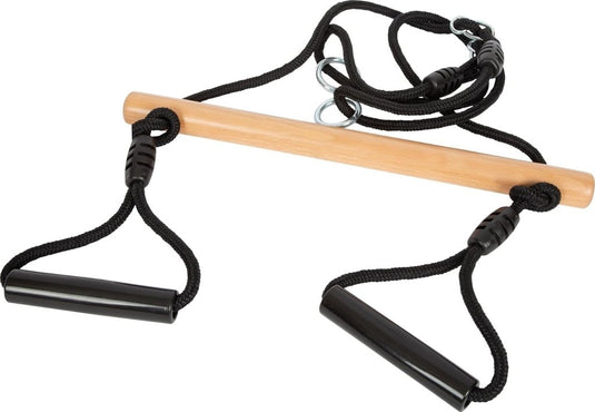 Trapezeschommel 2-in-1 met gymnastiekringen en verstelbare touwen tot 100 kg – houten schommel - happygetfit.com
