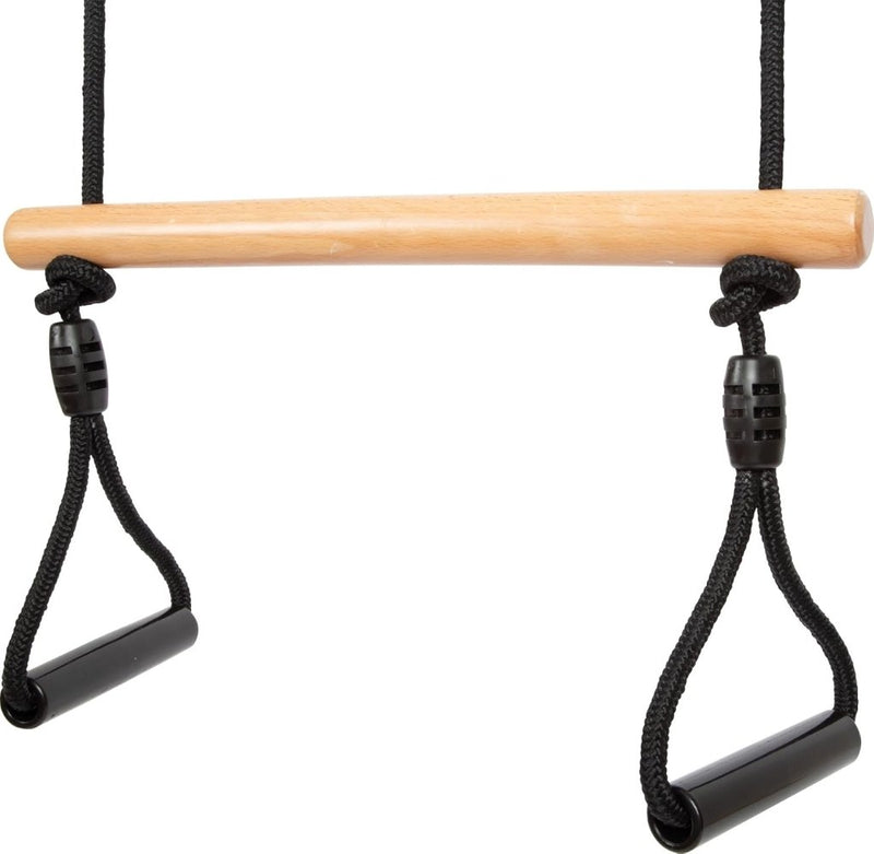 Chargez l'image dans la visionneuse de la galerie, Trapezeschommel 2-in-1 met gymnastiekringen en verstelbare touwen tot 100 kg – houten schommel - happygetfit.com
