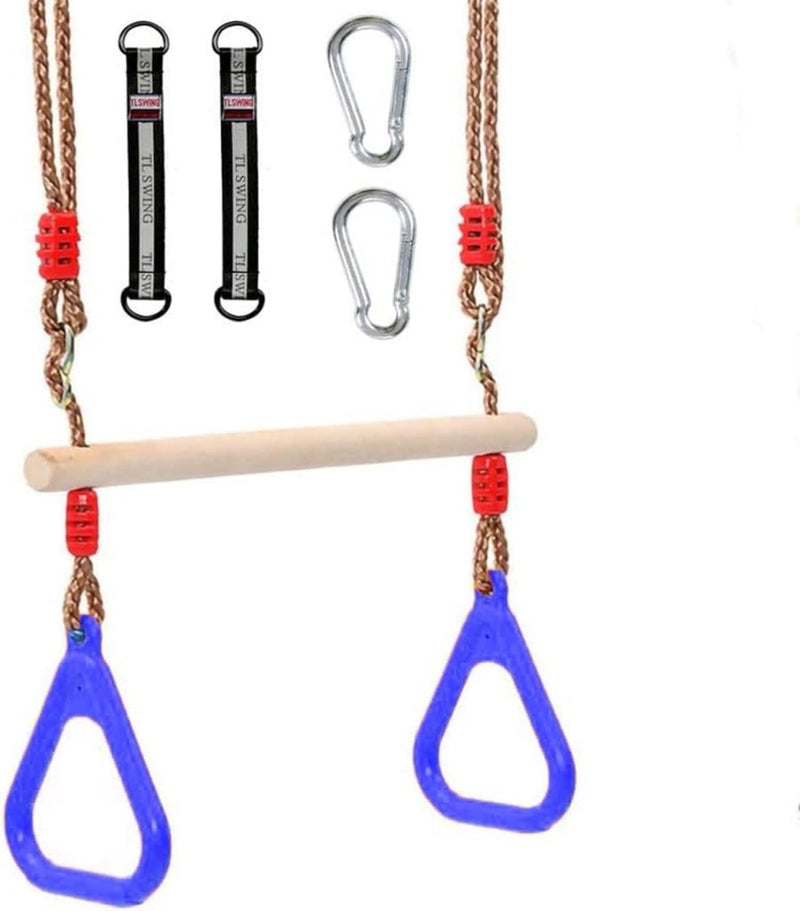 Load image into Gallery viewer, Trapezeschommel 2-in-1 met gymnastiekringen tot 120 kg – houten turnschommel – binnen en buiten - happygetfit.com

