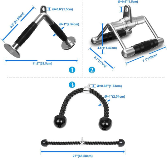 Triceps Pull Down Attachment, Kabelmachine Accessoires voor Home Gym, LAT Pull Down Attachment Gewicht Fitness - happygetfit.com