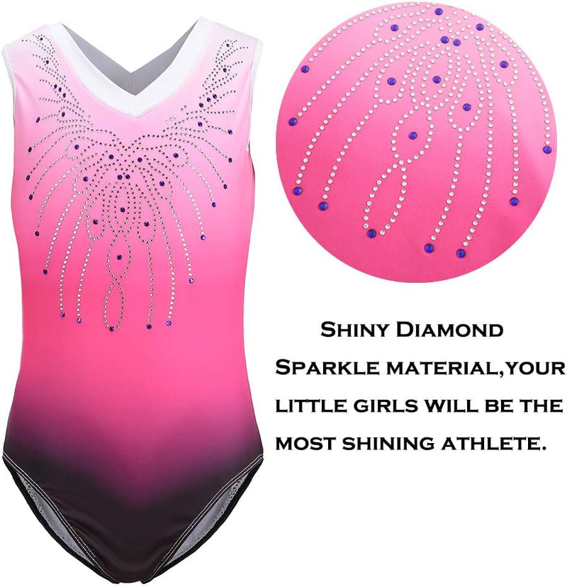Load image into Gallery viewer, Turnpakje voor meisjes, lange mouwen, mouwloos, kleurverloop, glanzend, gymnastiekpanty voor dansen, ballet, gymnastiek, atletiek, peuters, meisjes - happygetfit.com
