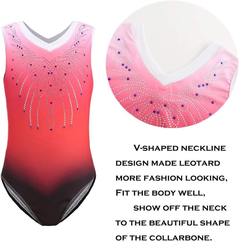 Load image into Gallery viewer, Turnpakje voor meisjes, lange mouwen, mouwloos, kleurverloop, glanzend, gymnastiekpanty voor dansen, ballet, gymnastiek, atletiek, peuters, meisjes - happygetfit.com
