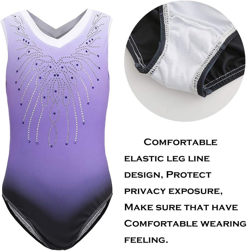 Load image into Gallery viewer, Turnpakje voor meisjes, lange mouwen, mouwloos, kleurverloop, glanzend, gymnastiekpanty voor dansen, ballet, gymnastiek, atletiek, peuters, meisjes - happygetfit.com
