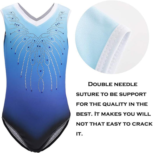 Turnpakje voor meisjes, lange mouwen, mouwloos, kleurverloop, glanzend, gymnastiekpanty voor dansen, ballet, gymnastiek, atletiek, peuters, meisjes - happygetfit.com