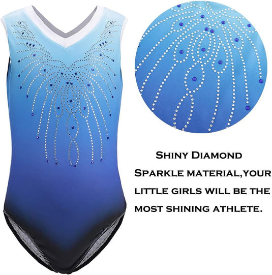 Turnpakje voor meisjes, lange mouwen, mouwloos, kleurverloop, glanzend, gymnastiekpanty voor dansen, ballet, gymnastiek, atletiek, peuters, meisjes - happygetfit.com