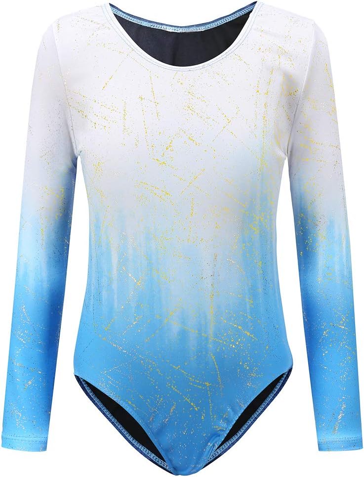 Load image into Gallery viewer, Turnpakje voor meisjes, lange mouwen, mouwloos, kleurverloop, glanzend, gymnastiekpanty voor dansen, ballet, gymnastiek, atletiek, peuters, meisjes - happygetfit.com
