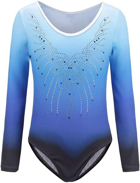 Turnpakje voor meisjes, lange mouwen, mouwloos, kleurverloop, glanzend, gymnastiekpanty voor dansen, ballet, gymnastiek, atletiek, peuters, meisjes - happygetfit.com