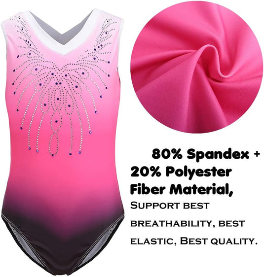 Turnpakje voor meisjes, lange mouwen, mouwloos, kleurverloop, glanzend, gymnastiekpanty voor dansen, ballet, gymnastiek, atletiek, peuters, meisjes - happygetfit.com