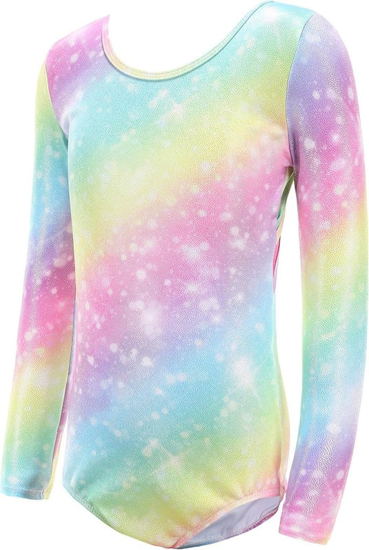 Turnpakje voor meisjes, lange mouwen, mouwloos, kleurverloop, glanzend, gymnastiekpanty voor dansen, ballet, gymnastiek, atletiek, peuters, meisjes - happygetfit.com