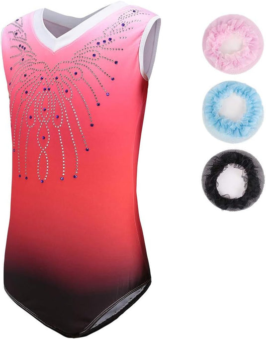 Turnpakje voor meisjes, lange mouwen, mouwloos, kleurverloop, glanzend, gymnastiekpanty voor dansen, ballet, gymnastiek, atletiek, peuters, meisjes - happygetfit.com