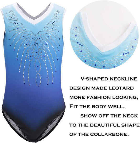 Turnpakje voor meisjes, lange mouwen, mouwloos, kleurverloop, glanzend, gymnastiekpanty voor dansen, ballet, gymnastiek, atletiek, peuters, meisjes - happygetfit.com