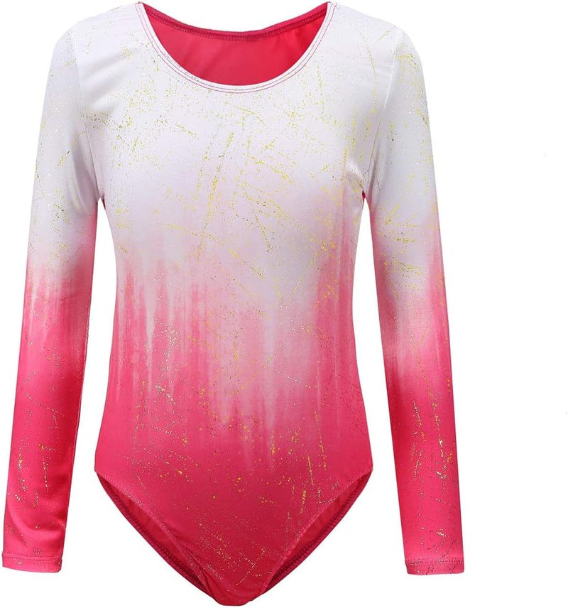 Load image into Gallery viewer, Turnpakje voor meisjes, lange mouwen, mouwloos, kleurverloop, glanzend, gymnastiekpanty voor dansen, ballet, gymnastiek, atletiek, peuters, meisjes - happygetfit.com
