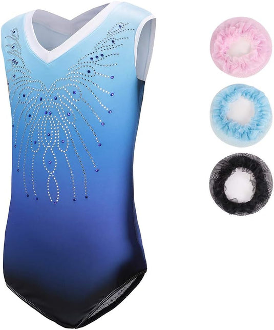 Turnpakje voor meisjes, lange mouwen, mouwloos, kleurverloop, glanzend, gymnastiekpanty voor dansen, ballet, gymnastiek, atletiek, peuters, meisjes - happygetfit.com