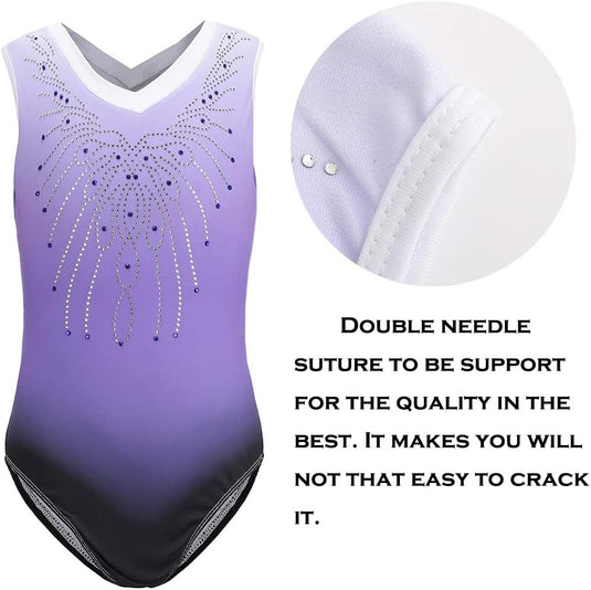 Turnpakje voor meisjes, lange mouwen, mouwloos, kleurverloop, glanzend, gymnastiekpanty voor dansen, ballet, gymnastiek, atletiek, peuters, meisjes - happygetfit.com