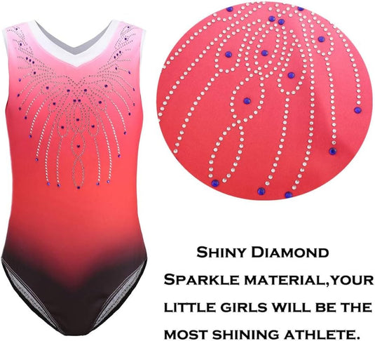 Turnpakje voor meisjes, lange mouwen, mouwloos, kleurverloop, glanzend, gymnastiekpanty voor dansen, ballet, gymnastiek, atletiek, peuters, meisjes - happygetfit.com