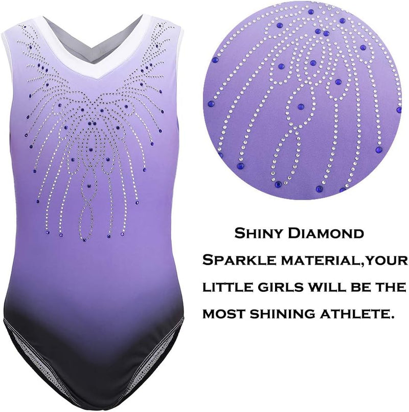 Load image into Gallery viewer, Turnpakje voor meisjes, lange mouwen, mouwloos, kleurverloop, glanzend, gymnastiekpanty voor dansen, ballet, gymnastiek, atletiek, peuters, meisjes - happygetfit.com
