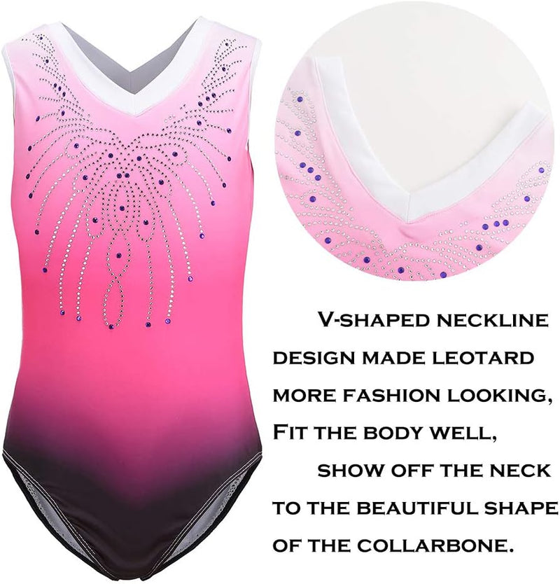 Load image into Gallery viewer, Turnpakje voor meisjes, lange mouwen, mouwloos, kleurverloop, glanzend, gymnastiekpanty voor dansen, ballet, gymnastiek, atletiek, peuters, meisjes - happygetfit.com
