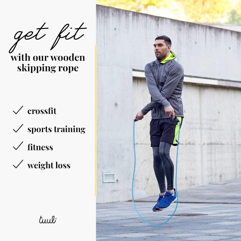 Load image into Gallery viewer, Tuuli Accessories – Jump Rope with Wooden Handles and Cotton Rope, Skipping Rope for All Ages, Exercise Tool for Fitness, 230 centimeters - happygetfit.com
