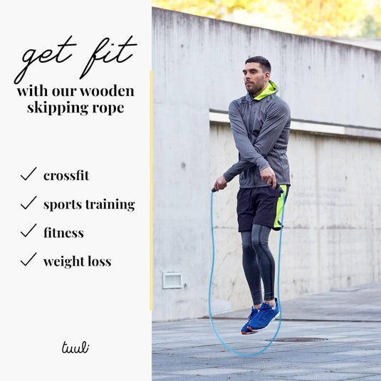 Tuuli Accessories – Jump Rope with Wooden Handles and Cotton Rope, Skipping Rope for All Ages, Exercise Tool for Fitness, 230 centimeters - happygetfit.com