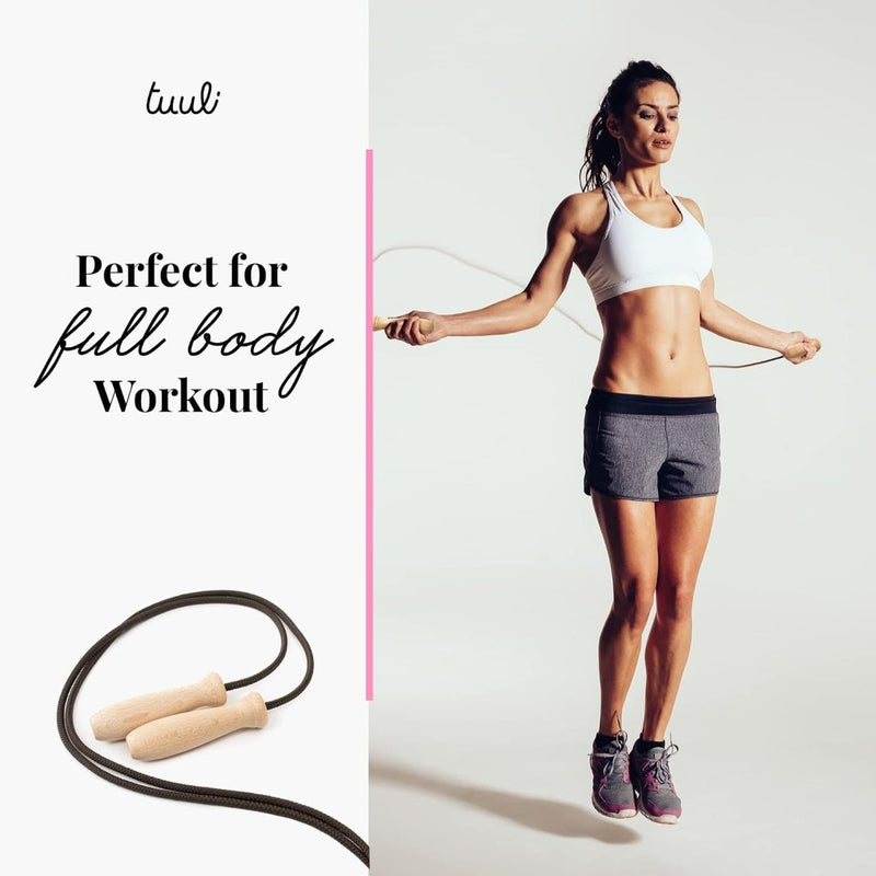 Load image into Gallery viewer, Tuuli Accessories – Jump Rope with Wooden Handles and Cotton Rope, Skipping Rope for All Ages, Exercise Tool for Fitness, 230 centimeters - happygetfit.com
