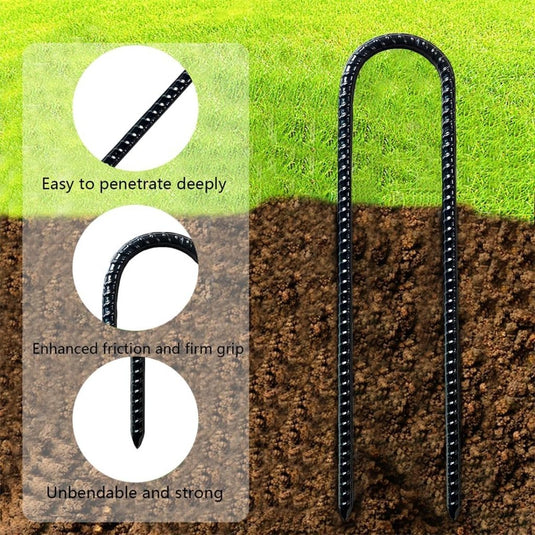 U-vormige grondankers 4 stuks 30 cm van verzinkt staal – trampoline haringen – tuinankers - happygetfit.com