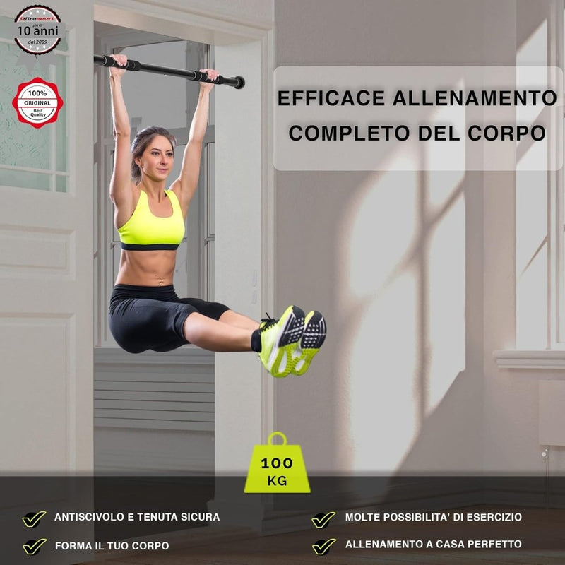 Load image into Gallery viewer, Ultrasport 2-Way Pull-Up Bar, Individually Adjustable to Doors with a Width of 63-93 cm/Pull-Up Bar Made of Sturdy Steel, Maximum User Weigh up to 100 kg - Door Pull-Up Bar for Upper Body Workout - happygetfit.com
