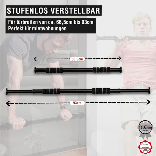 Ultrasport 2-Way Pull-Up Bar, Individually Adjustable to Doors with a Width of 63-93 cm/Pull-Up Bar Made of Sturdy Steel, Maximum User Weigh up to 100 kg - Door Pull-Up Bar for Upper Body Workout - happygetfit.com