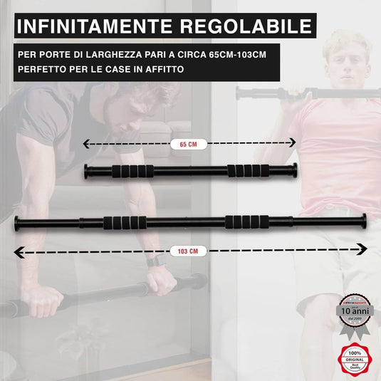 Ultrasport 2-Way Pull-Up Bar, Individually Adjustable to Doors with a Width of 63-93 cm/Pull-Up Bar Made of Sturdy Steel, Maximum User Weigh up to 100 kg - Door Pull-Up Bar for Upper Body Workout - happygetfit.com