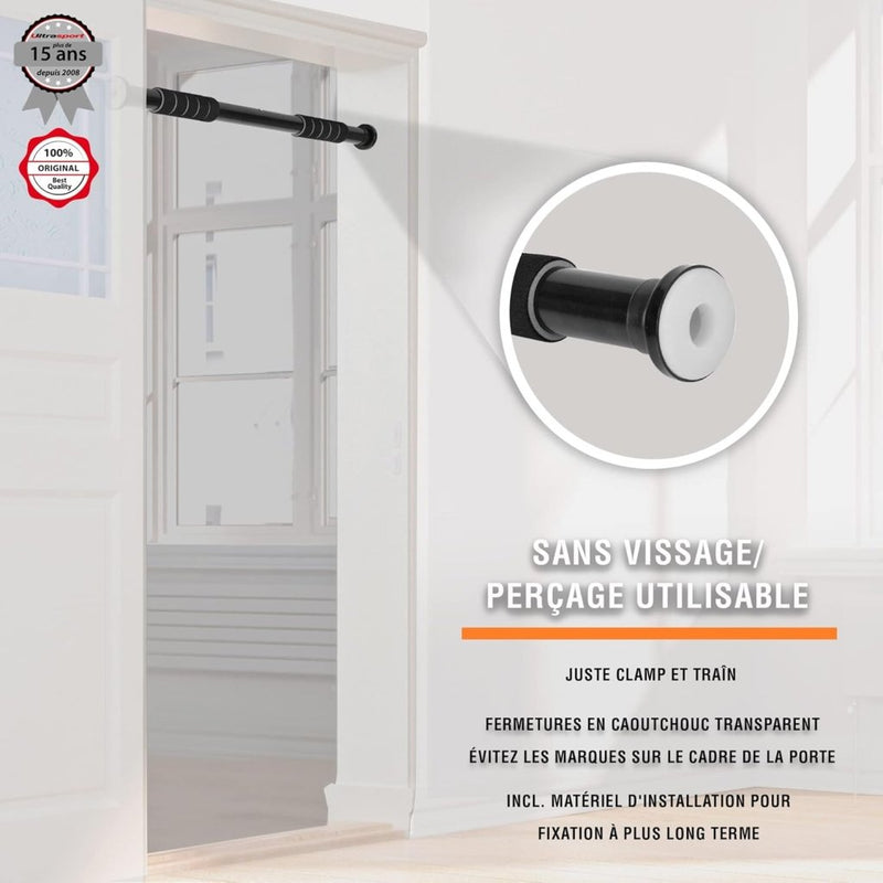 Load image into Gallery viewer, Ultrasport 2-Way Pull-Up Bar, Individually Adjustable to Doors with a Width of 63-93 cm/Pull-Up Bar Made of Sturdy Steel, Maximum User Weigh up to 100 kg - Door Pull-Up Bar for Upper Body Workout - happygetfit.com
