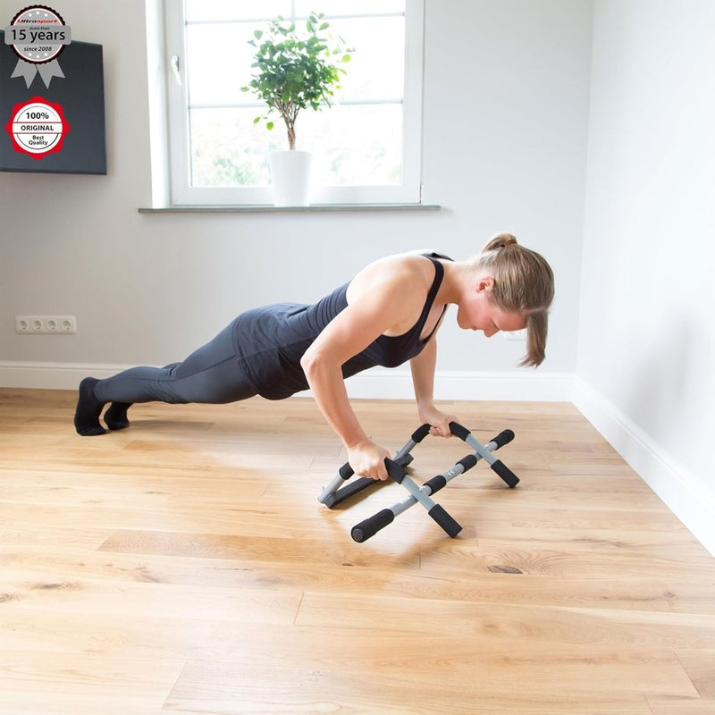 Load image into Gallery viewer, Ultrasport Optrekstang, deurrek, bovenlichaamtrainer, multifunctionele trainer, zonder boren te gebruiken, trainingsapparaat voor thuis en op kantoor, opdrukstang, geschikt voor diverse oefeningen - happygetfit.com
