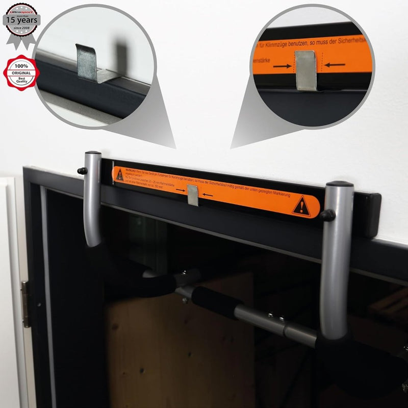 Load image into Gallery viewer, Ultrasport Optrekstang, deurrek, bovenlichaamtrainer, multifunctionele trainer, zonder boren te gebruiken, trainingsapparaat voor thuis en op kantoor, opdrukstang, geschikt voor diverse oefeningen - happygetfit.com
