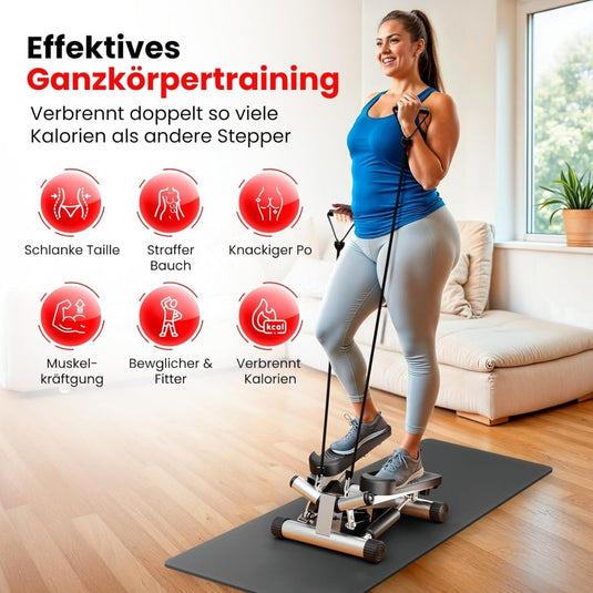 Ultrasport Swing Stepper - hometrainer met trainingscomputer, compacte stepper voor been- en billentraining - happygetfit.com